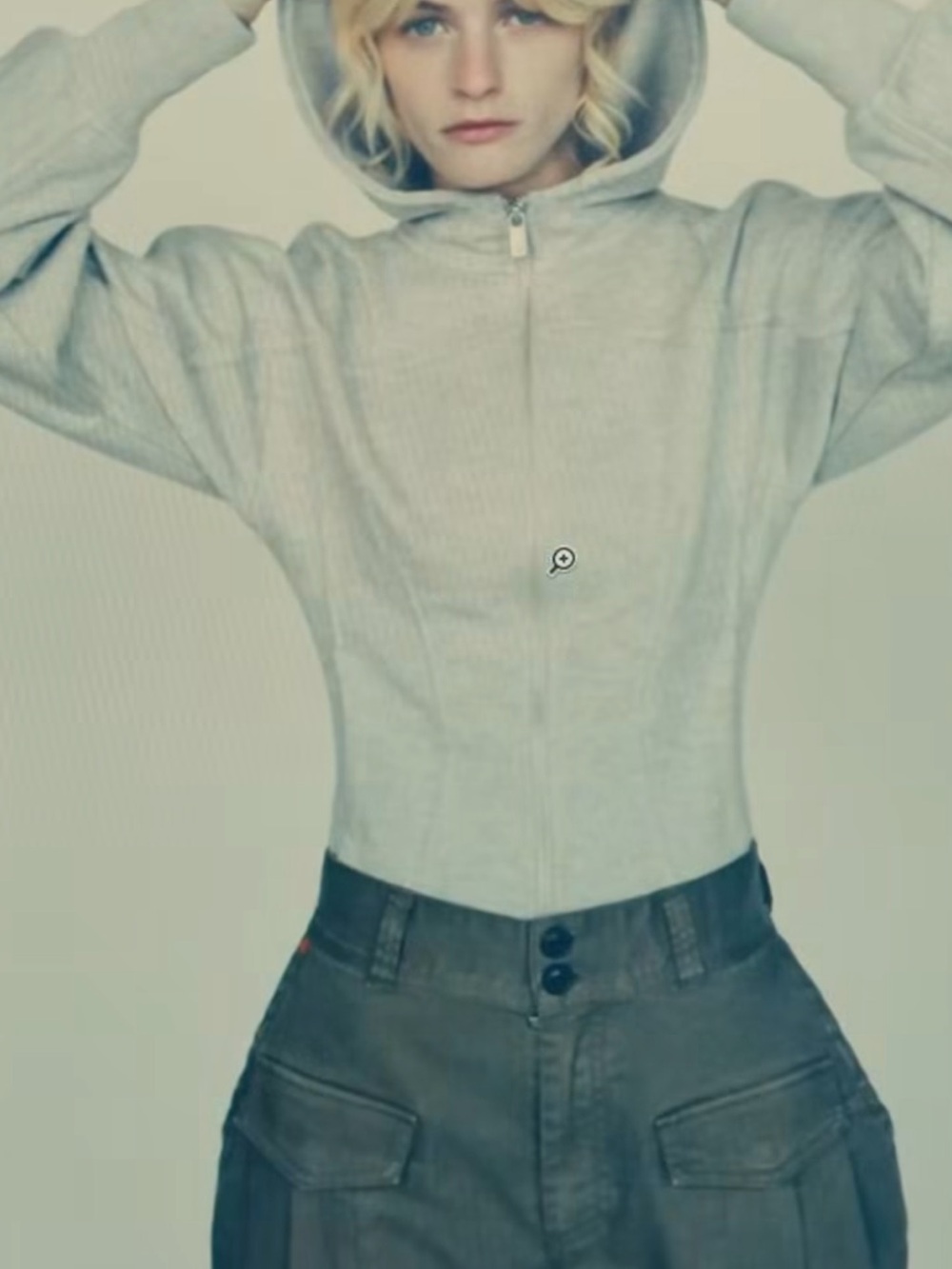 GapStudio Zac Posen Structured Zip Hoodie XXS Heathered Grey Hooded Sweatshirt